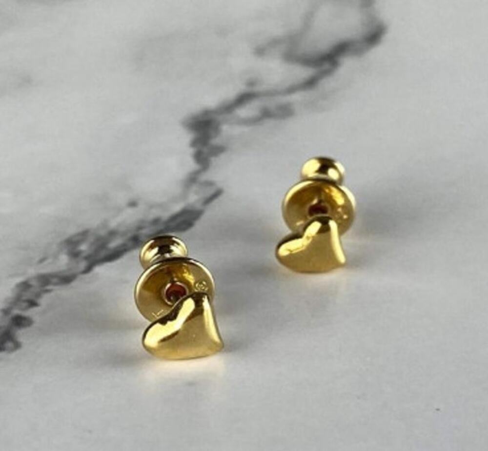 925 Sterling Silver Gold Plated "Hearts" Stud Earrings